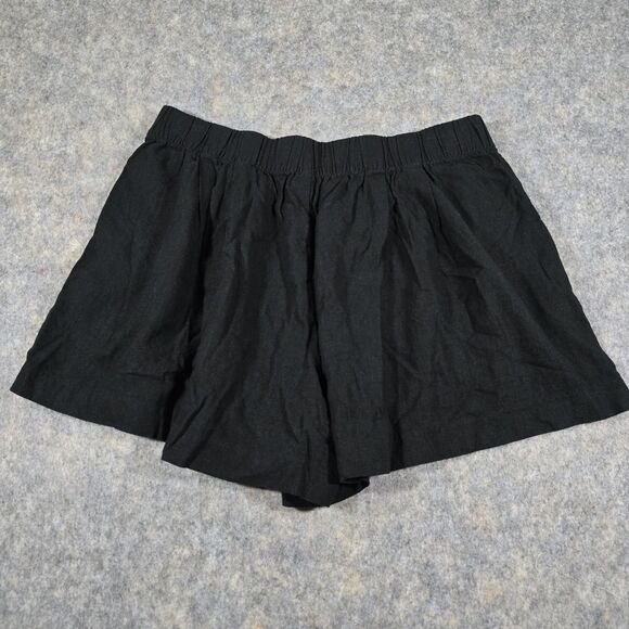 Scoop Womens Linen Blend Wide Leg Pull-On Short Black Size XL Summer Outdoors - Picture 2 of 11